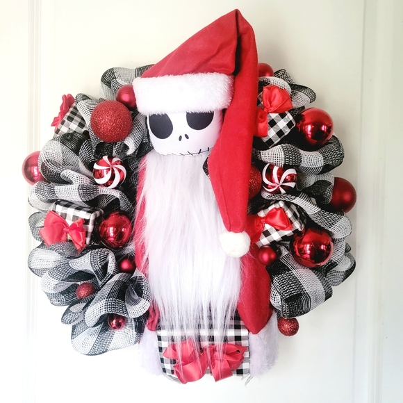 Nightmare Before Christmas Wreath Jack Skellington Deco Mesh Bow - Picture 6 of 6